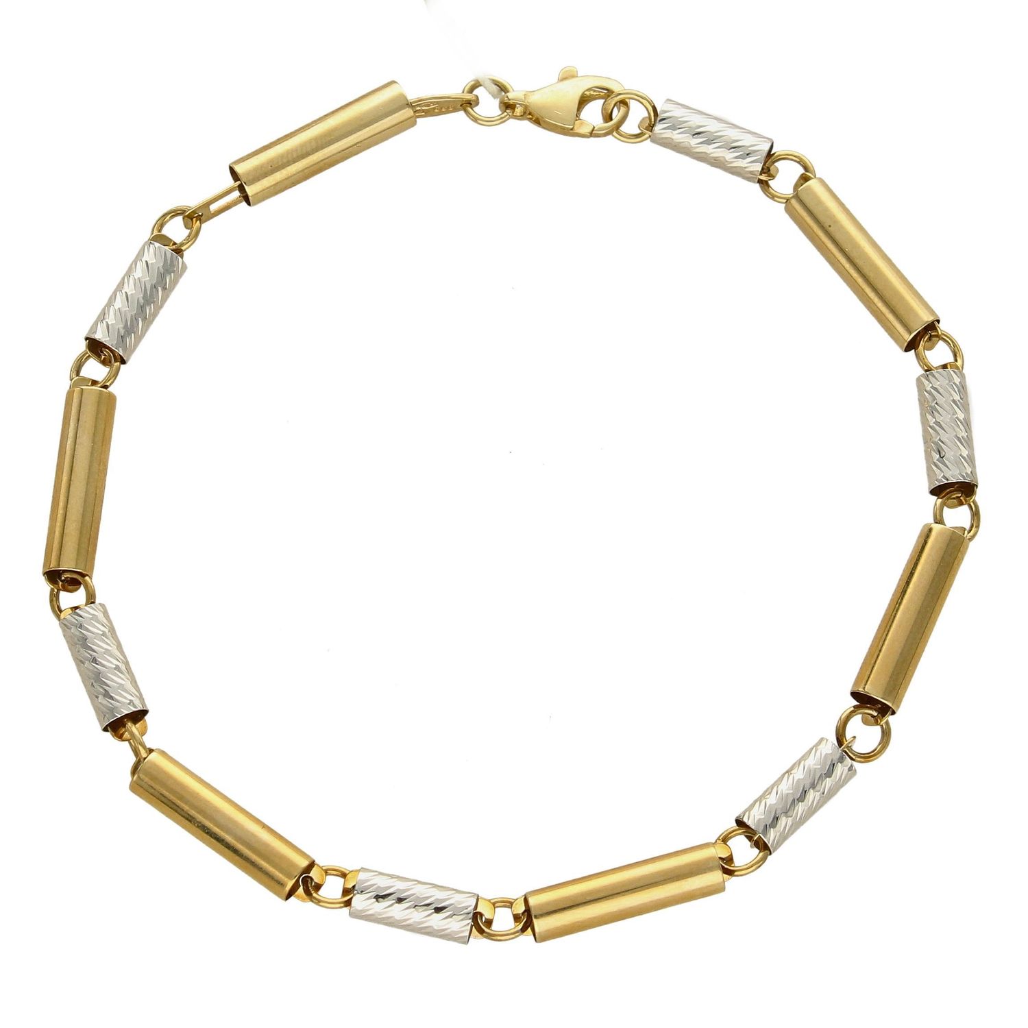 Złota bransoletka próby 333 z podłużnymi elementami białe złoto BR 3547.jpg